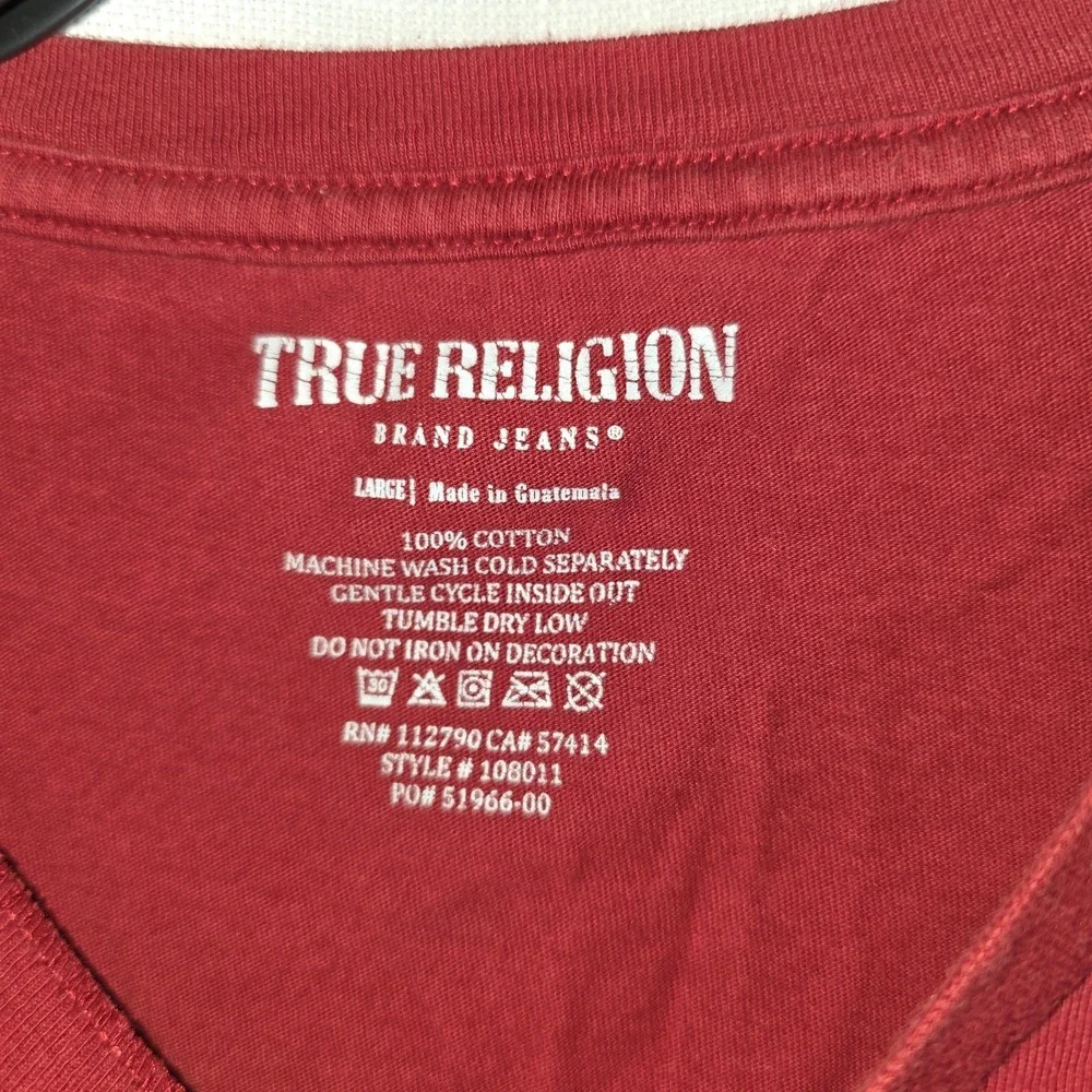 True Religion Buddha Logo T-Shirt Red Graphic Tee Men's‎ Size Large Cotton